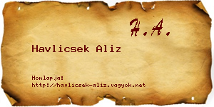 Havlicsek Aliz névjegykártya